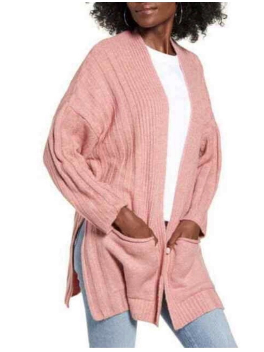 TOPSHOP Ribbed Cardigan with Pockets Size 0-2